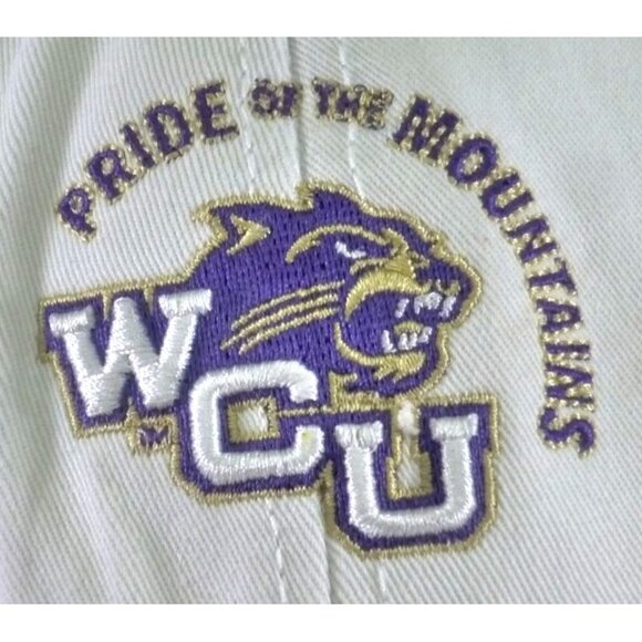 WCU Pride Of The Mountains White Baseball Hat Adjustable Strap Purple Embroidery - Picture 2 of 8